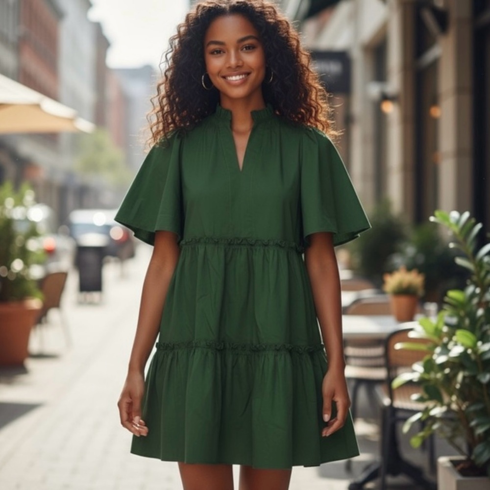 Sea New York Thalia Green Flutter Dress
